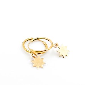 گوشواره حلقه ای طلا زير اويزدار ستاره