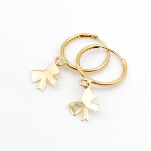 گوشواره حلقه ای طلا زير اويزدار پاپيون