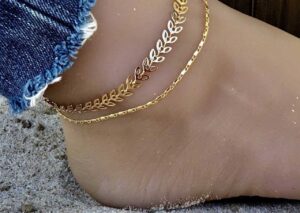 پابند طلا با طرح برگ